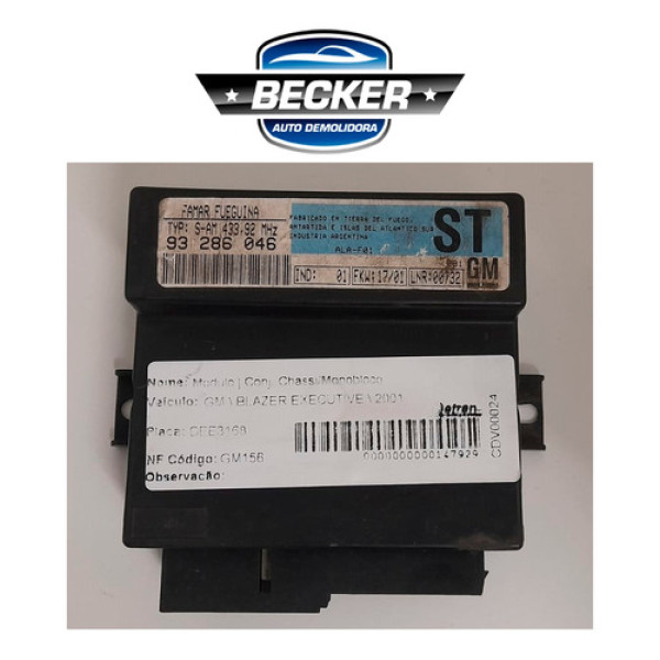 Módulo Alarme Gm Blazer Executive 2001 - 93286046