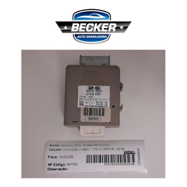 Módulo Etacs Assy Hyundai Hb20 1.0 2016 - 954101s000