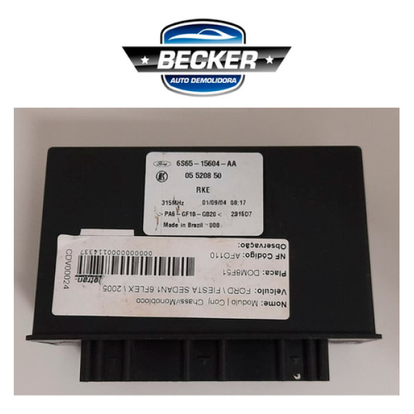 Módulo Conforto Ford Fiesta Sedan 1.6 Flex 2005 6s6515604aa