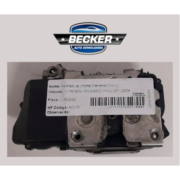 Fechadura Eletrica Dianteira Direita Citroen Picasso 2008