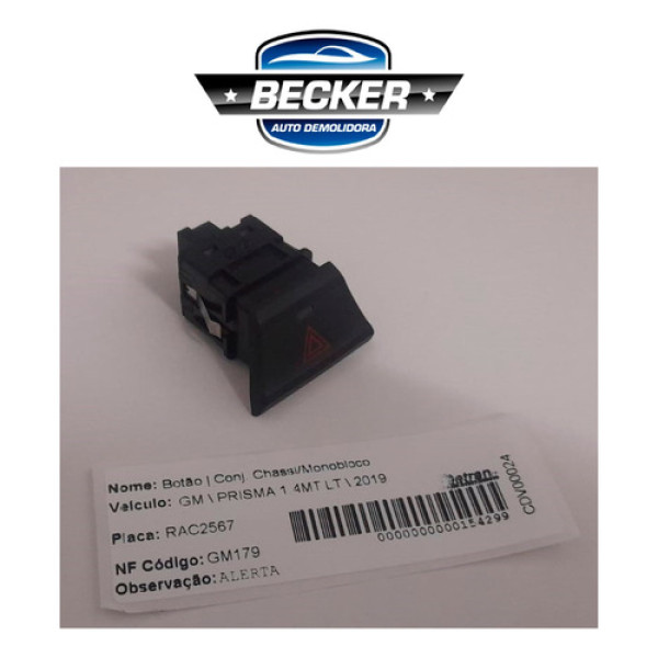 Botão Alerta Gm Prisma 1.4 Lt 2019 - 52046393