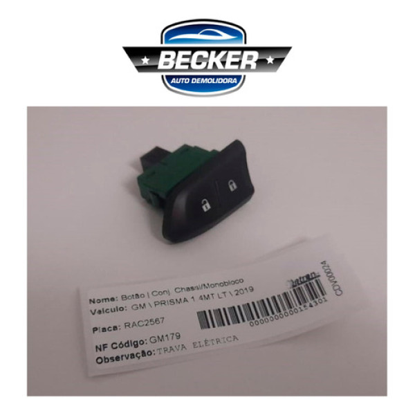 Botão Comando Trava Porta Gm Prisma 1.4 Lt 2019 - 52153139