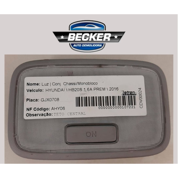 Lanterna Teto Com Porta Oculos Hyundai Hb20 2016 928701sxxx