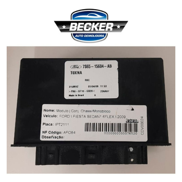 Módulo Conforto Ford Fiesta 1.6 Flex 2009 - 7s6515604ab