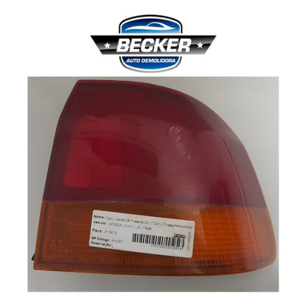 Lanterna Traseira Direita Honda Civic Lx 1998 - C/ Detalhe