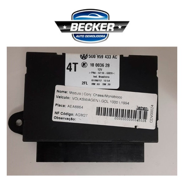 Módulo Conforto Volkswagen Gol 1000 1994 - 5u0959433ac