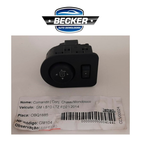 Comando Espelhos Elétricos Gm S10 Ltz 2014