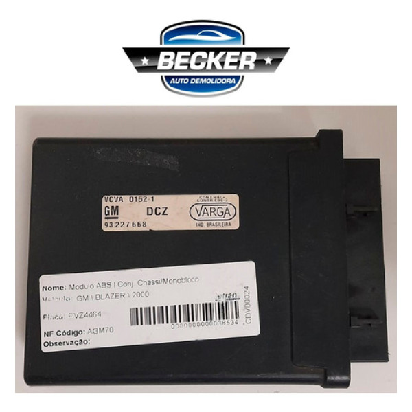 Módulo Central Gm Blazer 2000 - 93227668