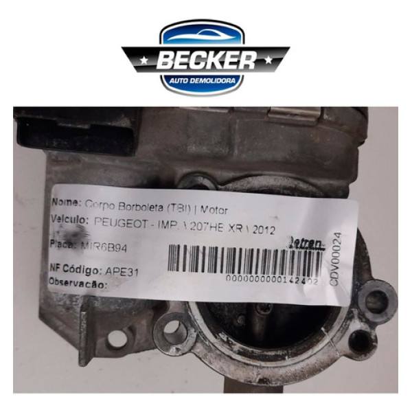 Corpo Borboleta Tbi Peugeot 207 - 0280750228