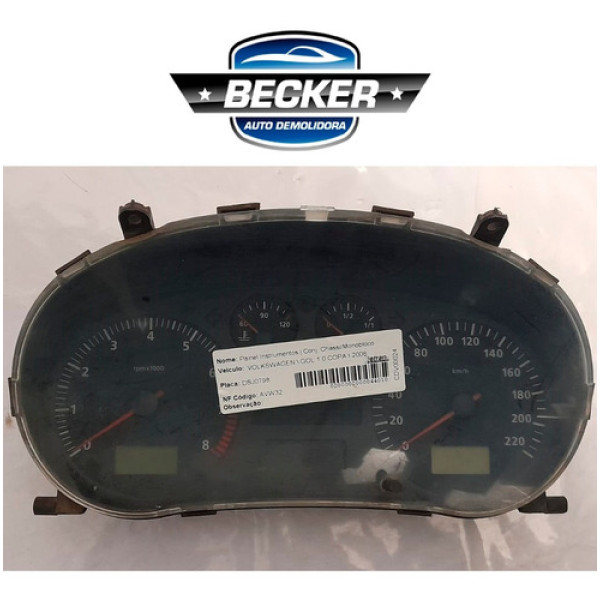 Painel De Instrumentos Vw Gol 1.0 Copa 2006 - W06k0920821
